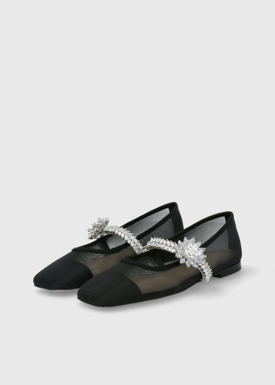 Mach & Mach Ballerinas Lotus Flower Jewelled MYM-S0913