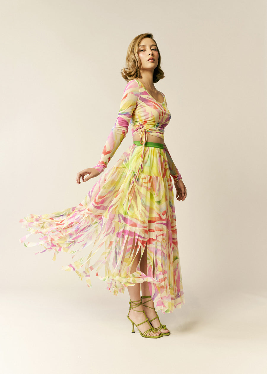 PRABAL GURUNG Falda Midi Multicolor PBG-S05A3