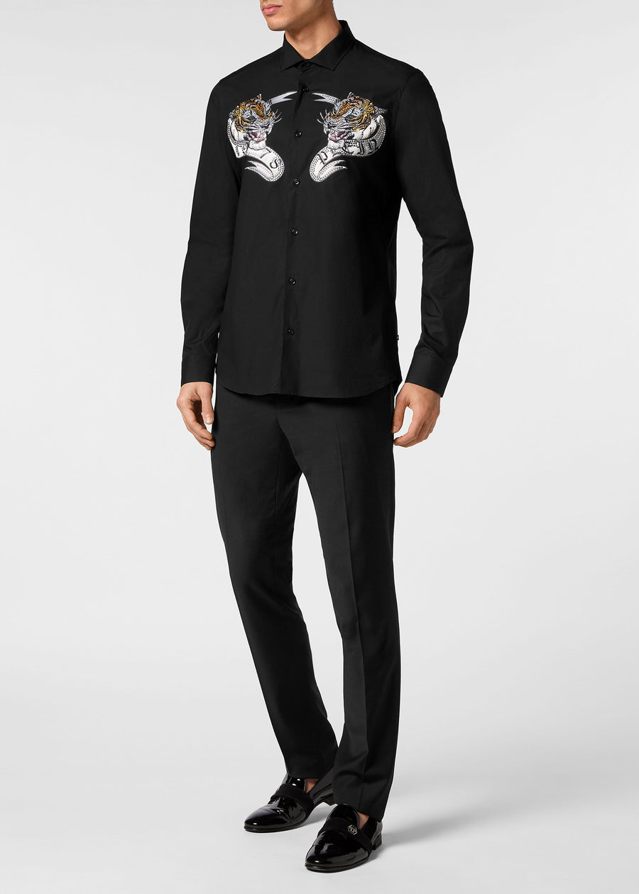 Philipp Plein Camisa Tiger print cristal PLP-MRP2250