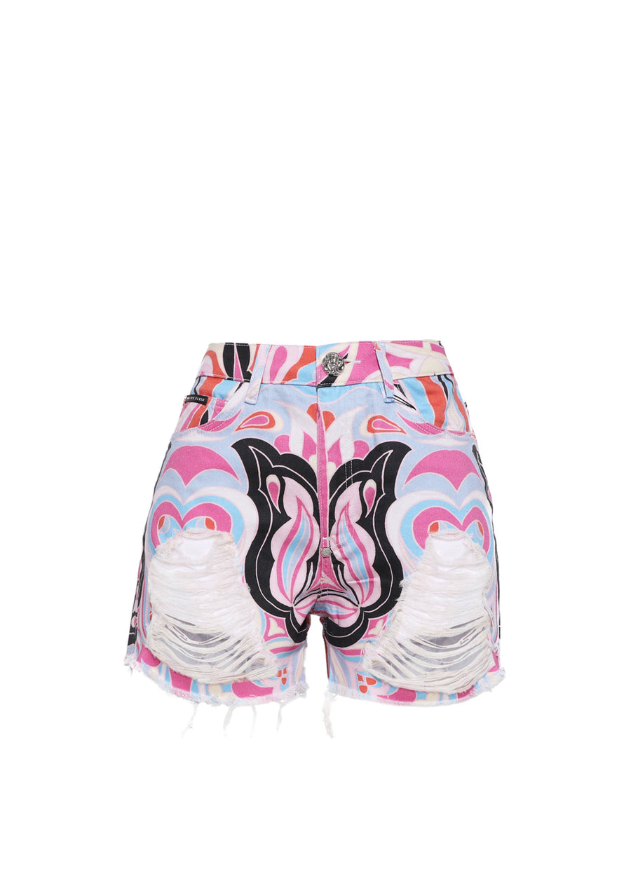 Philipp Plein Shorts desgastados estampados PLP-WDT2477