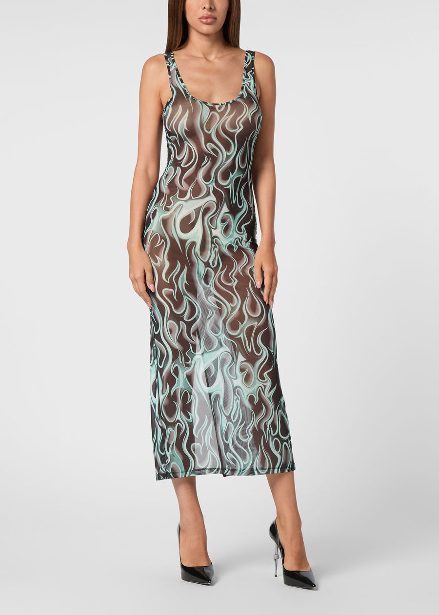Philipp Plein Vestido Largo llamas PLP-WRG3309