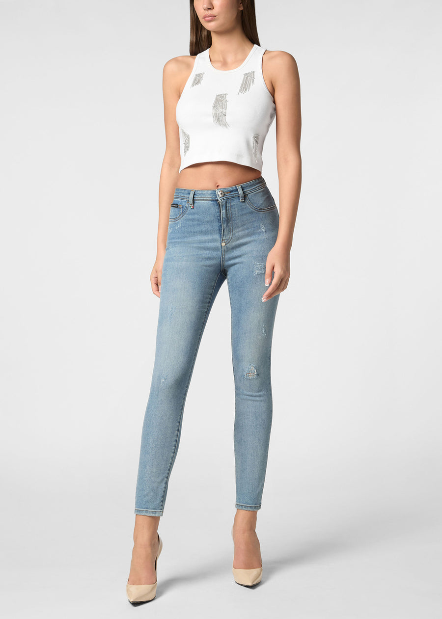 Philipp Plein Top con flecos PLP-WTK3567