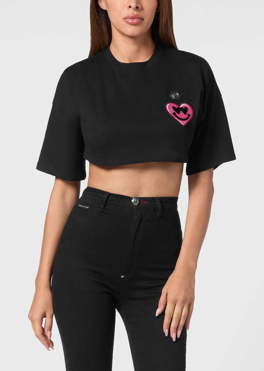 Philipp Plein T-shirt Cropped Round Neck SS Patche PLP-WTK3605