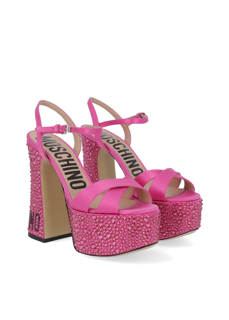 Moschino Sandalia plataforma con cristales MSC-MA1614E