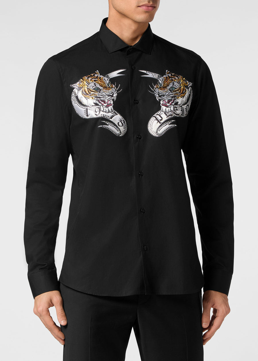 Philipp Plein Camisa Tiger print cristal PLP-MRP2250