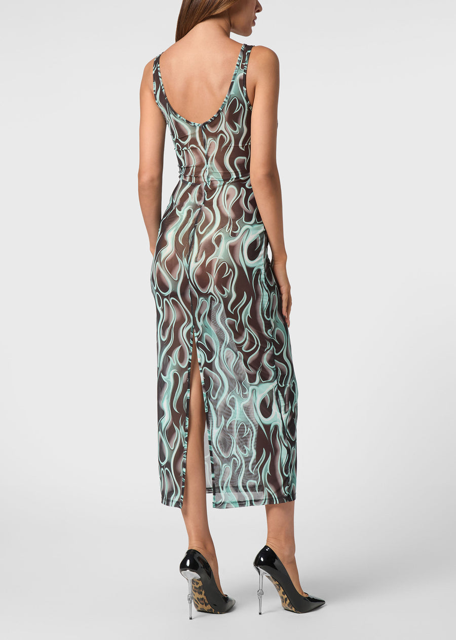 Philipp Plein Vestido Largo llamas PLP-WRG3309