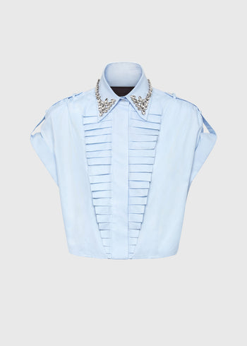 Philipp Plein Top Volant Cropped Ss Strass PLP-WRP0494