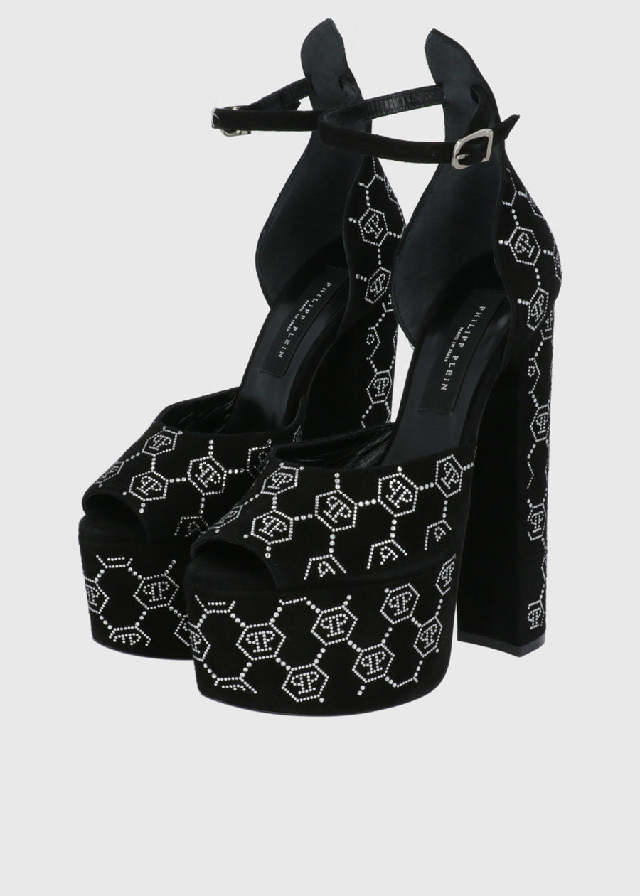 Philipp Plein Sandalia de plataforma Monograma PLP-WSA0706