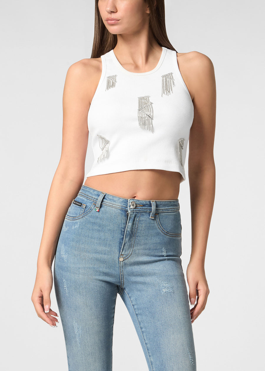 Philipp Plein Top con flecos PLP-WTK3567