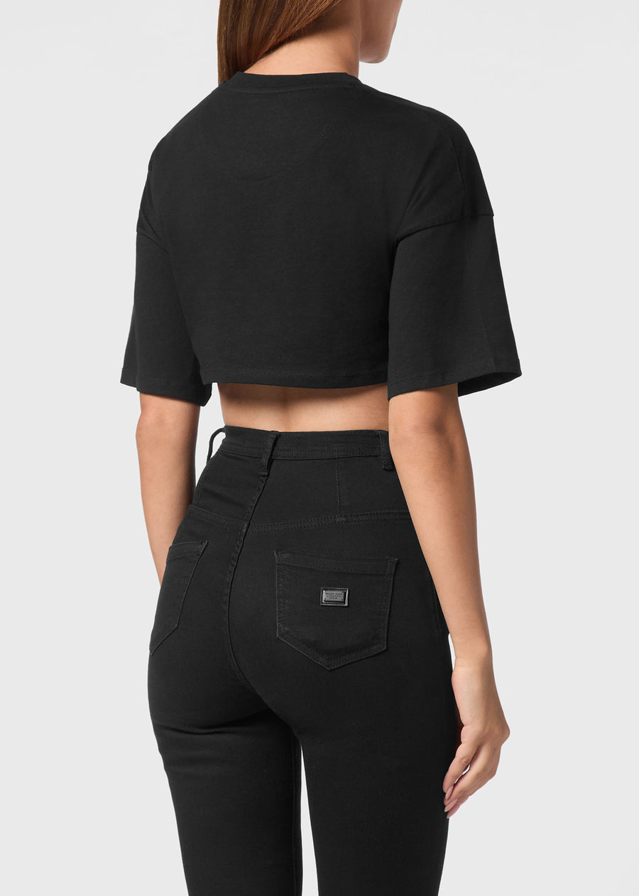 Philipp Plein T-shirt Cropped Round Neck SS Patche PLP-WTK3605