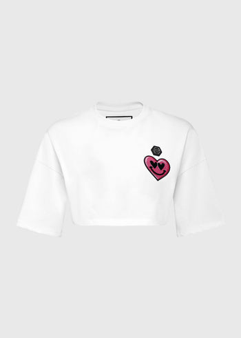 Philipp Plein T-shirt Cropped Round Neck SS Patche PLP-WTK3605